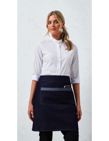 P-PR128-Domain Contrast Denim Waist Apron